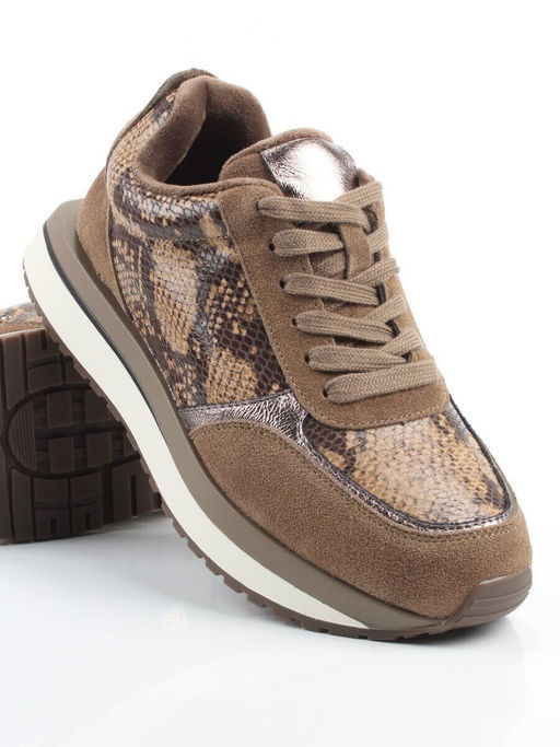 04-PCML20-3 KHAKI Кроссовки демисезонные женские (натуральная замша, натуральная кожа, текстиль)