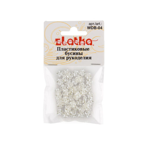 Бусина Zlatka пластик WDB-04 8 x 8 мм 10 х 50 шт №01 цветок под жемчуг фото 3