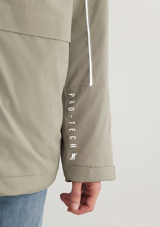 Kapusonlu Haki Ceket - Mavi фото 10