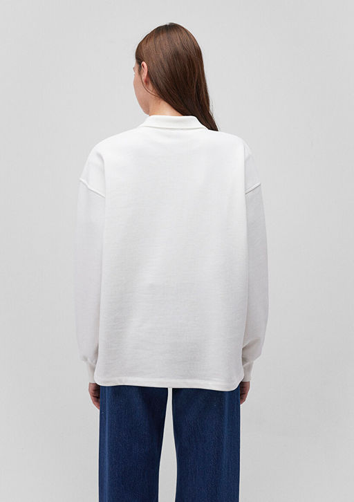 Beyaz Polo Tisort - Mavi фото 5