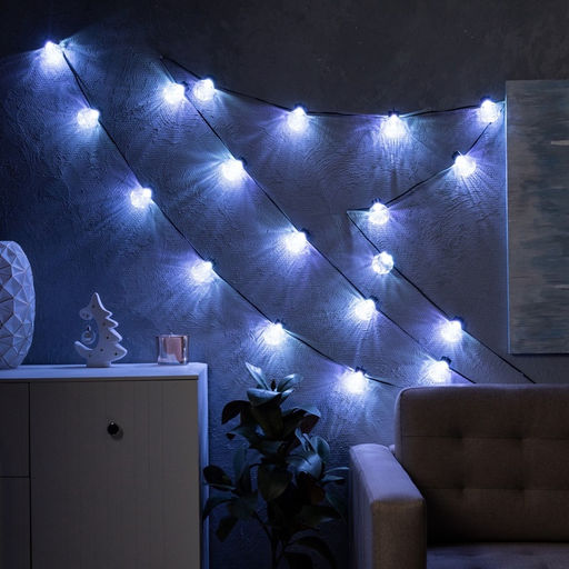 Умная гирлянда Нить 6 м с насадками Рифленые шарики, IP20, тёмная нить, 20 LED, свечение RGB, USB - Luazon lighting фото 6