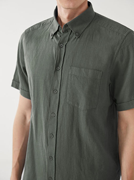 Regular Fit K?sa Kollu Poplin Erkek G?mlek