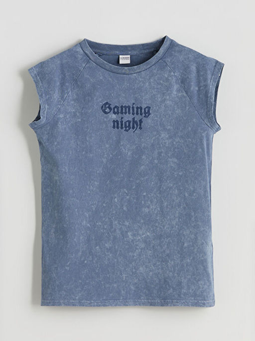 Bisiklet Yaka Bask?l? Erkek ?ocuk Atlet