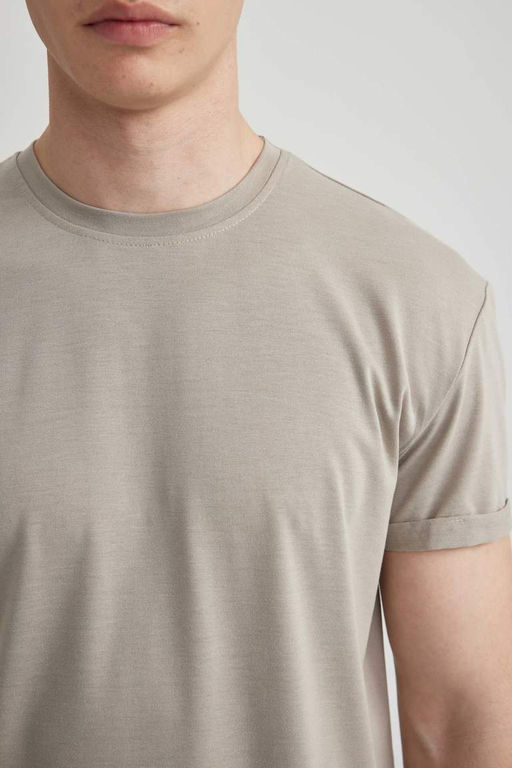 Длинная футболка с круглым вырезом и короткими рукавами - Defacto фото 6