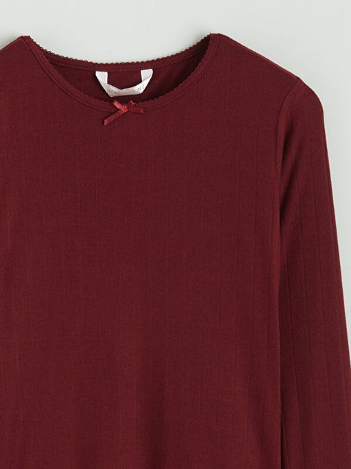 Bisiklet Yaka Fiyonk Detayl? Kad?n Pijama ?st