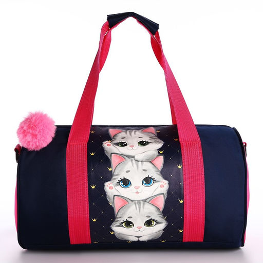 Сумка детская спортивная Котята, 40*20*20 см, 40*20 х см, темно синий цвет, отдел на молнии, цвет красный - NAZAMOK KIDS фото 2