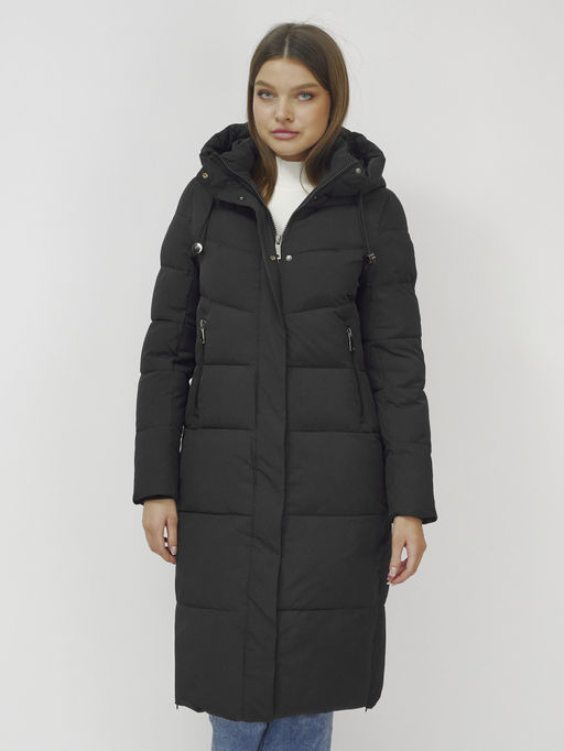 Пальто утепленное стеганное зимнее с капюшоном женское черного цвета 9636_1Ch - Mtforce фото 7