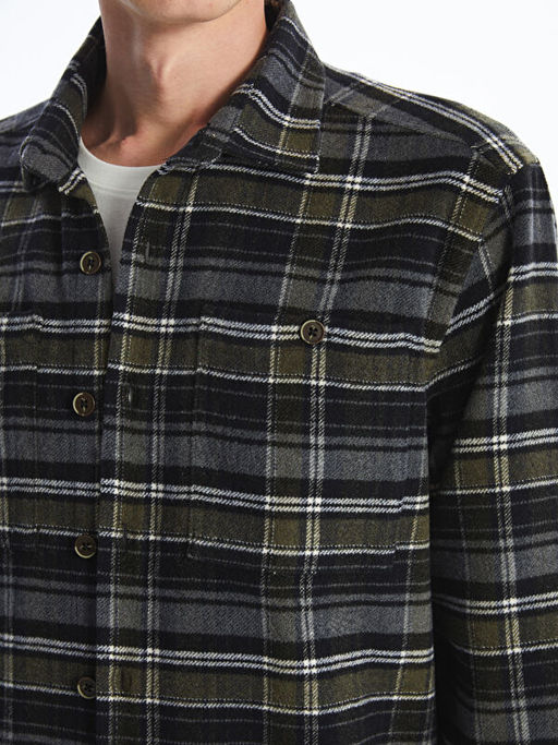 Regular Fit Uzun Kollu Ekose Gabardin Erkek G?mlek