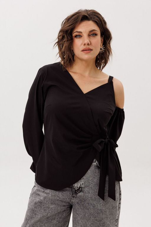 Блуза ANELLI 1760 черная орхидея