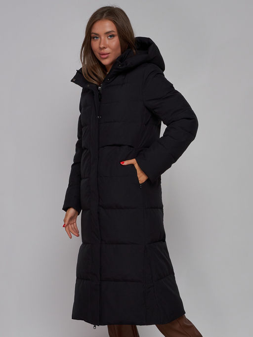 Пальто утепленное молодежное зимнее женское черного цвета 52382Ch - Holdluck фото 10