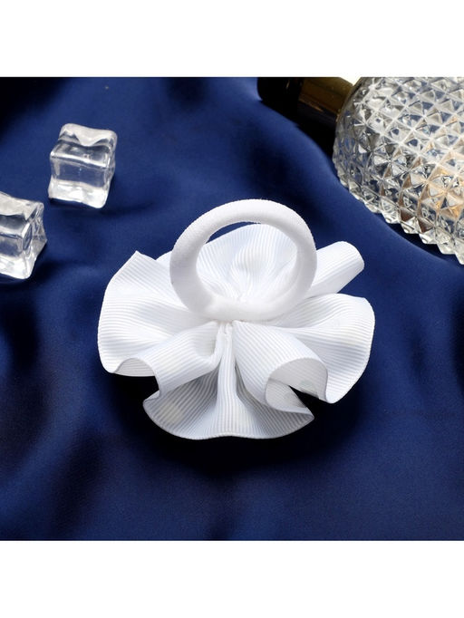 Цена за 6 шт. Бант для волос на резинке «Школьница», горошек и ленточка, d=7 см, сине-белый