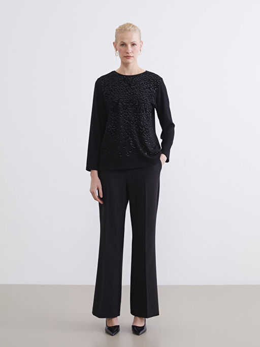 Bisiklet Yaka Desenli Kad?n Ti??rt