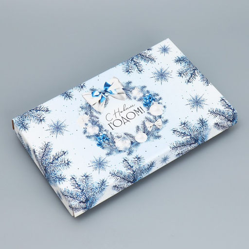 Цена за 2 шт. Коробка подарочная новогодняя складная «Новогодний венок», 25.5×15×4 см