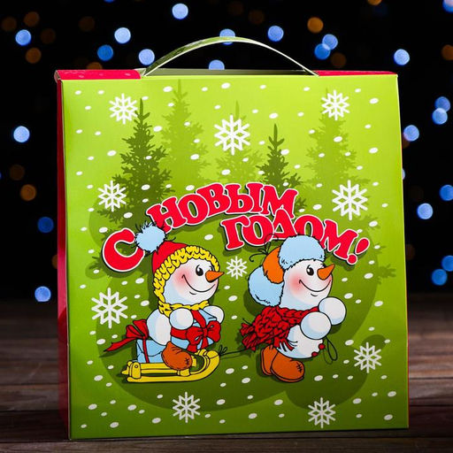Цена за 5 шт. Подарочная коробка Сумка со снеговиками, 21,4 х 22,5 х 9,3 см - Simaland фото 2