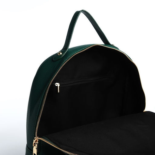 Рюкзак женский из искусственной кожи на молнии, 2 кармана, цвет зелёный - Simaland фото 4