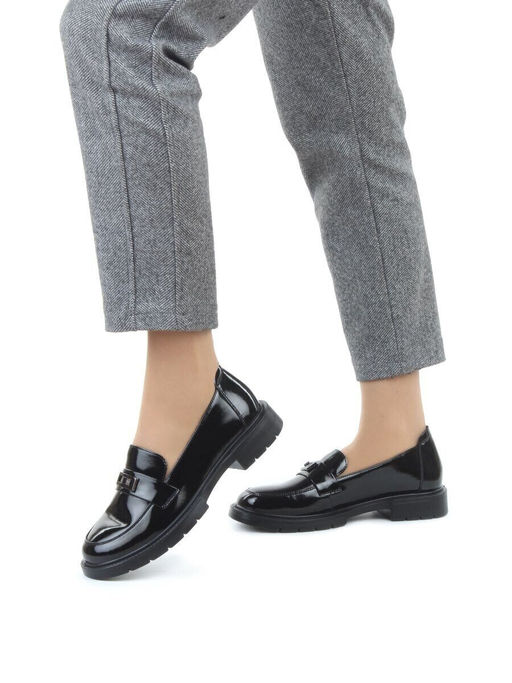 03-PDHL243-1 BLACK Лоферы женские (натуральная кожа)