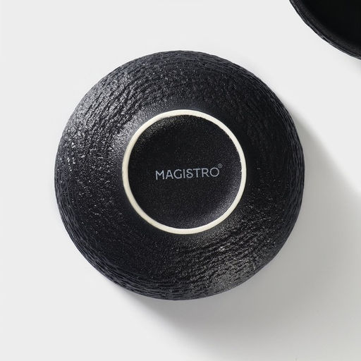 Салатники Magistro Lofty, 300 мл, d=12 см, набор 2 шт., фарфор, чёрные
