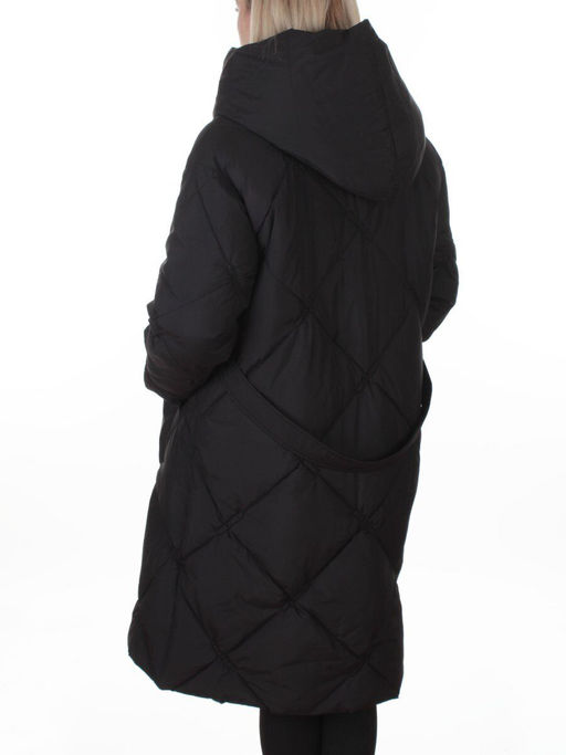 8870 BLACK Пальто зимнее женское оверсайз (200 гр. холлофайбер)