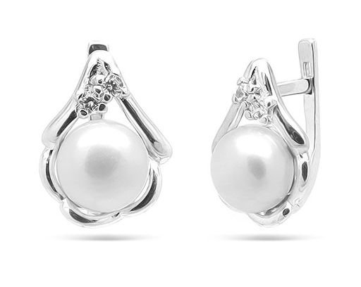 Серьги из серебра жемчуг, см032
