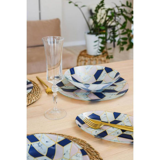 Тарелка стеклянная обеденная Доляна Розовый мрамор, d=23 см фото 15