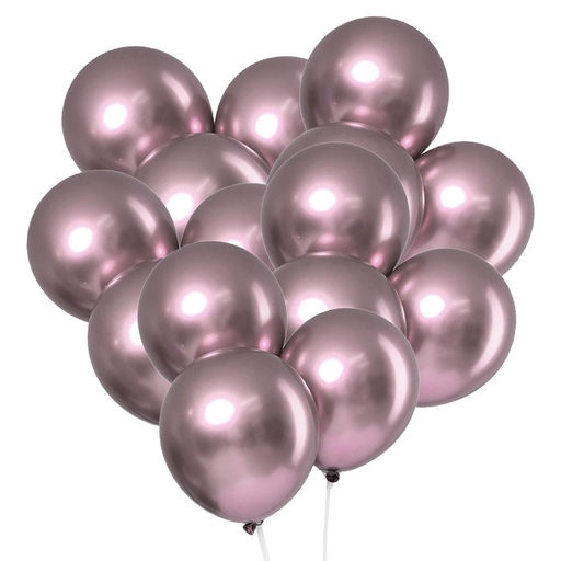 Цена за 3 шт. Воздушные шары латексные 12" «Хром», 5 шт., сиреневые