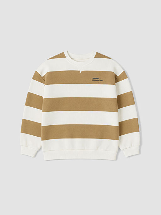 Bisiklet Yaka ?izgili Erkek ?ocuk Sweatshirt