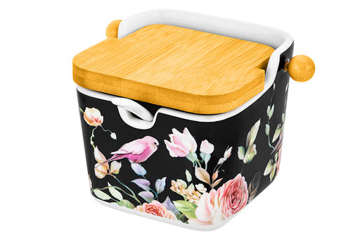 Банка д/сыпучих продуктов 250 мл 12*9,5*9 см Певчие птички на черном NEW BONE CHINA - Elan gallery фото 18