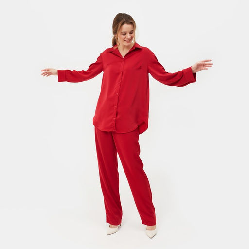 Костюм женский (рубашка, брюки) MINAKU: Silk pleasure, размер 46, красный