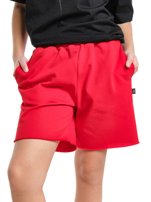 Шорты для спорта для девочки свободные отрезные 22-7677 красный - Mini maxi фото 2