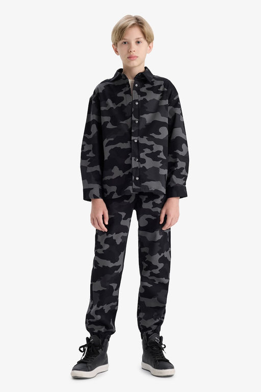 Jogger Fit Kamuflaj Desenli Gabardin Pantolon Erkek _ocuk - Defacto фото 4