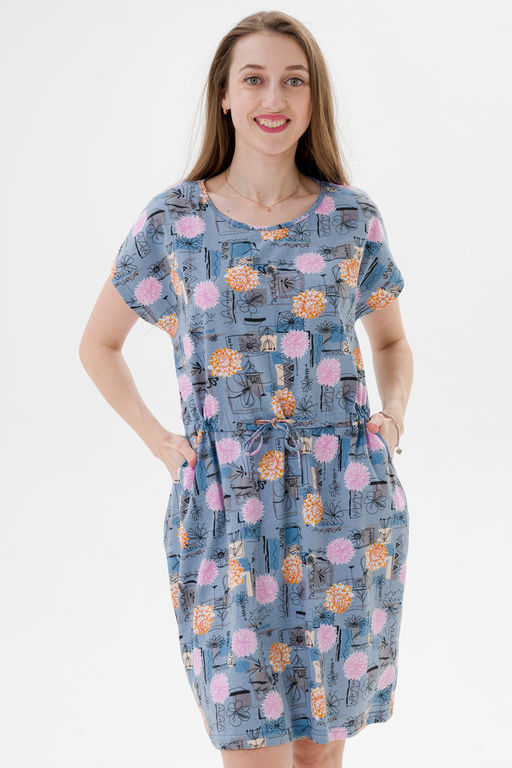 Платье женское домашнее из кулирки Лана астра макси - Амадэль фото 3