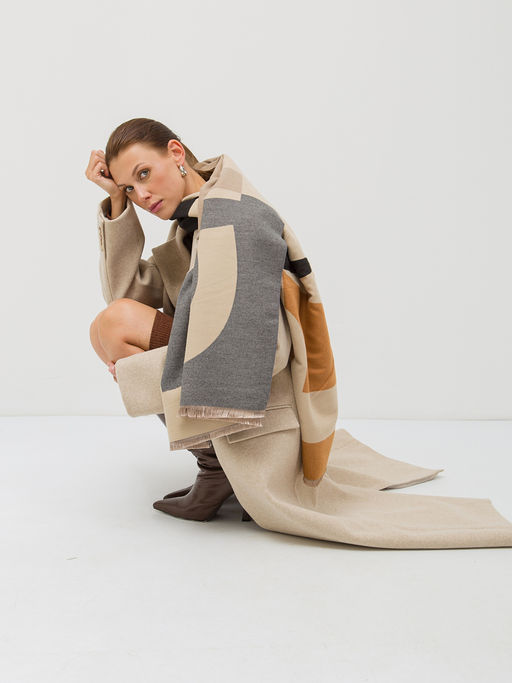 В составе шерсть и кашемир! теплый двусторонний палантин - Tantino фото 4