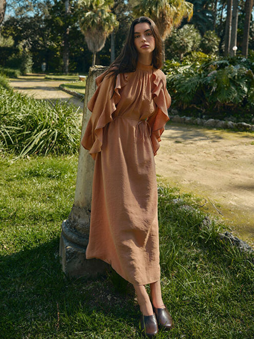 Dik Yaka F?rf?r Detayl? Elbise