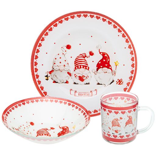 НАБОР ДЛЯ ЗАВТРАКА 3 ПРЕДМЕТА ГНОМЫ ТАРЕЛКА 18 СМ,САЛАТНИК 16 СМ,КРУЖКА 200 МЛ