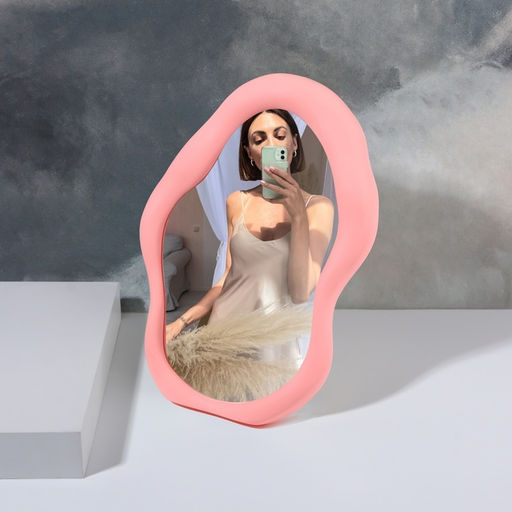 Зеркало настольное, декоративное, 17.5×24 см, (12.5×21 см), розовое