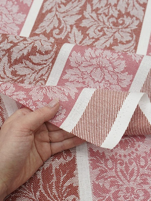 Холст полотенечный жаккард Венеция цв.терракотовый/розовый, ш.0.5м, лен-30%, хл-70%, 210гр/кв.м - Купава фото 4