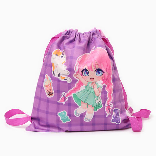Сумка детская «Аниме», 35×30 см, фиолетовая
