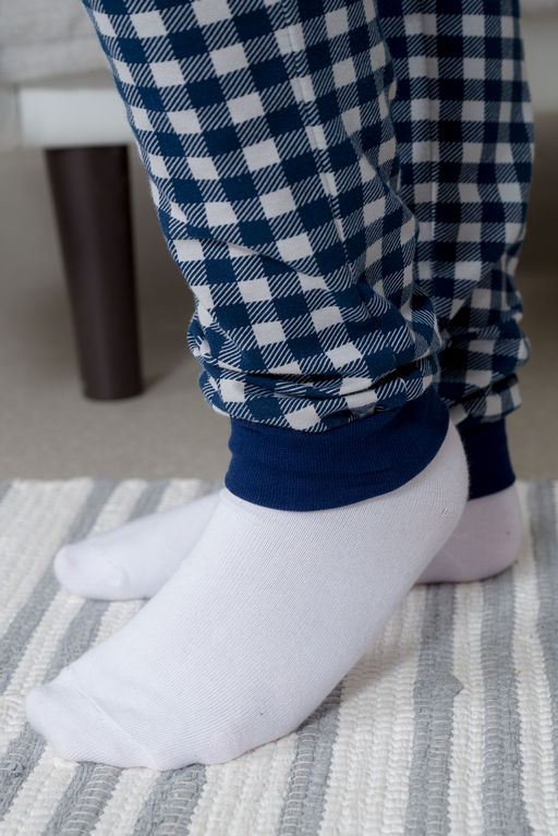 Пижама подростковая из кулирки пенье на манжетах Дрёма клетка синяя - Амадэль фото 12