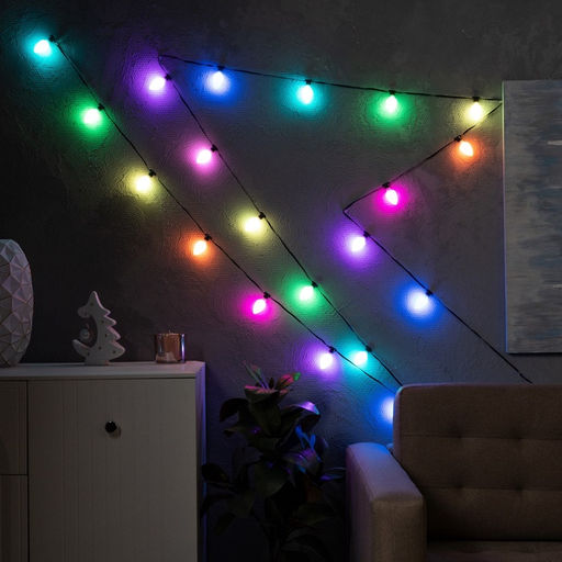 Умная гирлянда Нить 6 м с насадками Шишки матовые, IP20, тёмная нить, 20 LED, свечение RGB, USB - Luazon lighting фото 3
