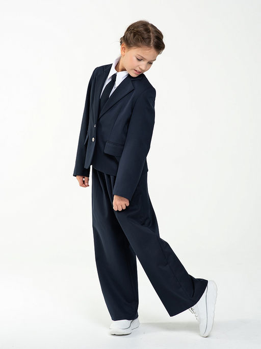 Синий школьный пиджак для девочек Mooriposh, модель 0717