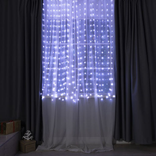 Умная гирлянда Занавес 2?2 м роса, IP20, серебристая нить, 400 LED, приложение, свечение RGB, USB
