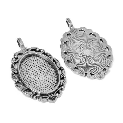 Рамка с сеттингом A3418-1, площадка 18х25мм, цвет чернёное серебро