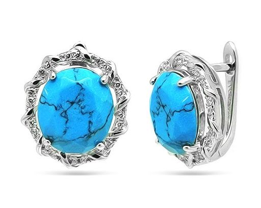 Серьги из серебра бирюза пресс., МЦВ970
