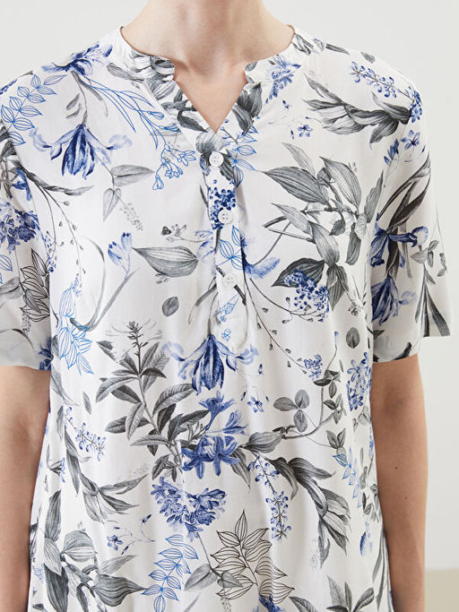 Ka??k Yaka ?i?ekli Bluz