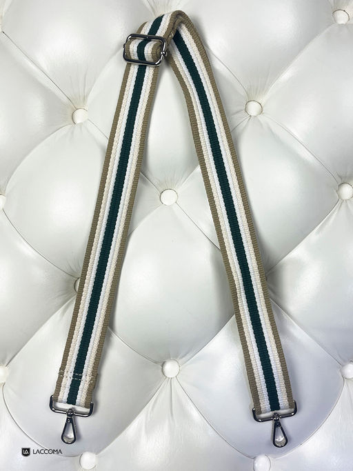 LACCOMA ремень 1000-полоса-3,8-зелен/беж/крем/белый полиэстр