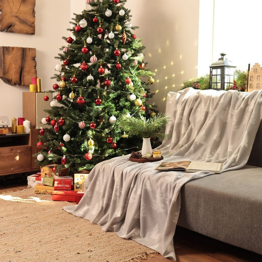 Плед флисовый новогодний Экономь и Я. Ёлочки, 150?130 см, пл.160 г/м?