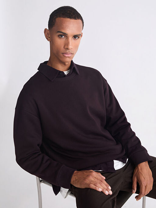 Bisiklet Yaka Kal?n Erkek Sweatshirt