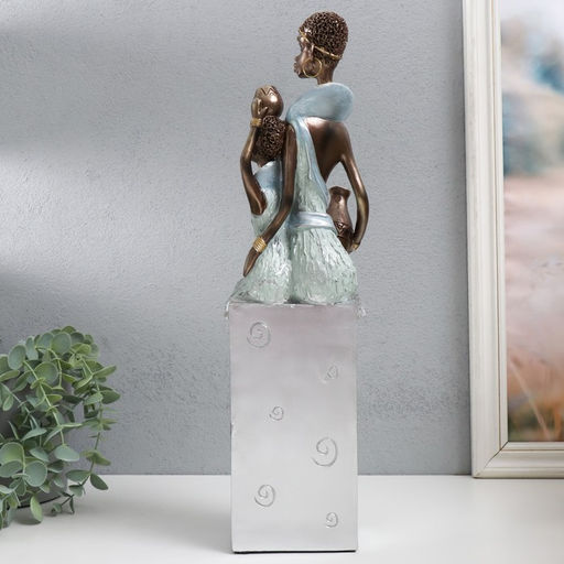 Фигурка полистоун «Африка. Мать и ребёнок», серебро 11.5×12×41 см