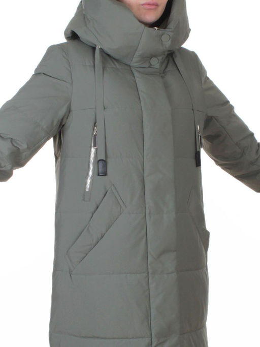A8356 GRAY/GREEN Пальто зимнее женское (200 гр. холлофайбер)