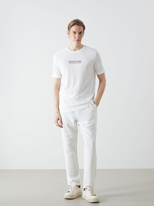 Bisiklet Yaka K?sa Kollu Bask?l? Erkek Ti??rt